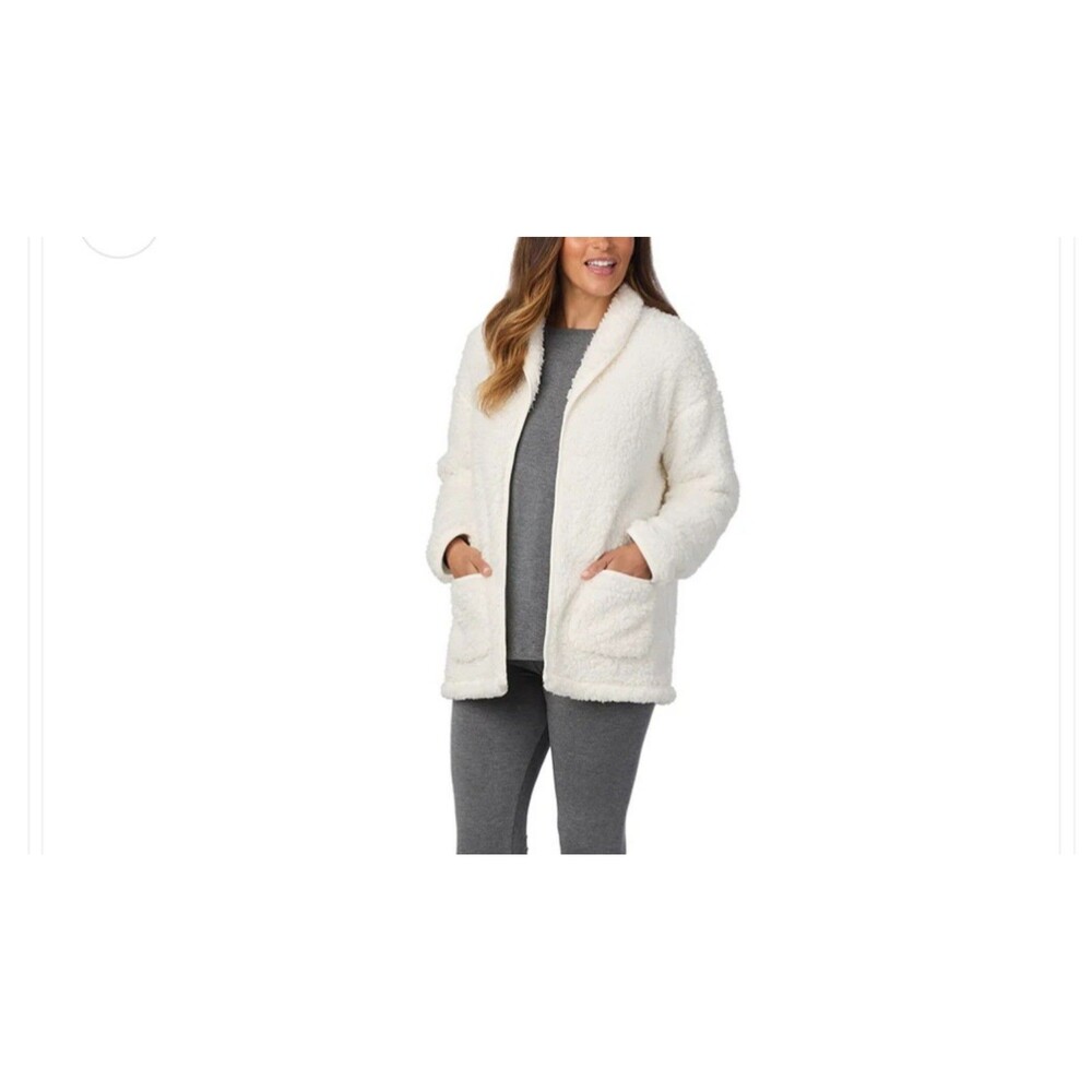 Cuddl Duds Bed Jacket in Ivory Sz XL super plush‎ Snuggle Up Sherpa Cardi lounge